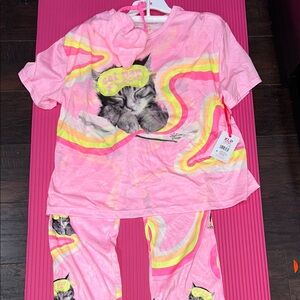 Pink Cat Nap Kids Pajamas